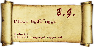 Blicz Gyöngyi névjegykártya